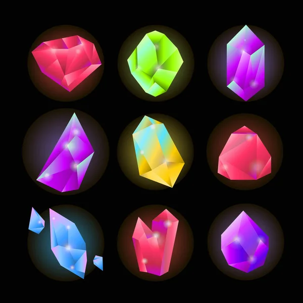 Gem stones icons — Stock Vector