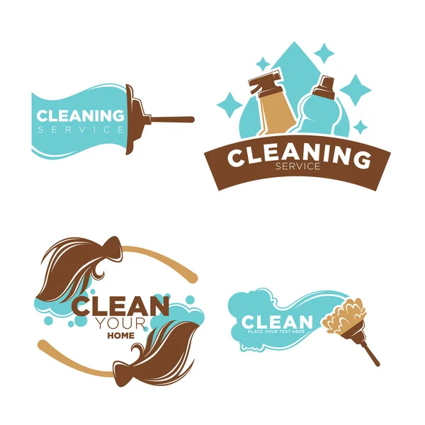 Эмблемы логотипа уборки — стоковый вектор
