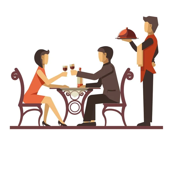 Giovane coppia nel ristorante — Vettoriale Stock