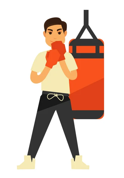 Homme boxe sac de boxe — Image vectorielle