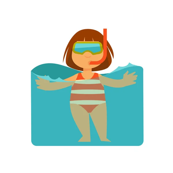 Niño nadando en agua de mar — Vector de stock