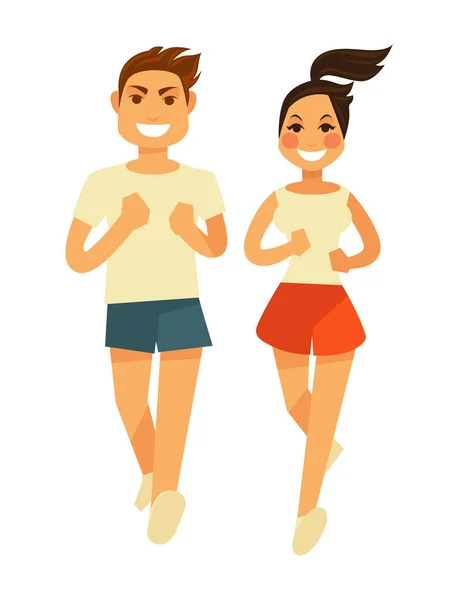 Woman and man jogging — Stock Vector