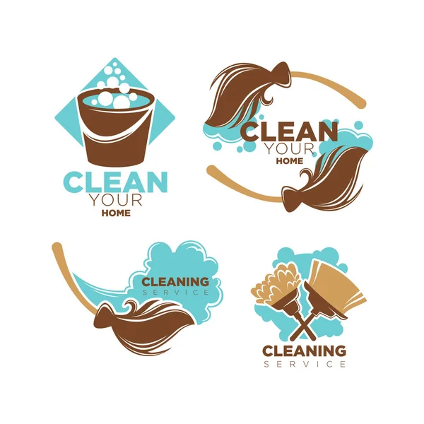 Modelo de logotipo de serviço de limpeza em casa — Vetor de Stock