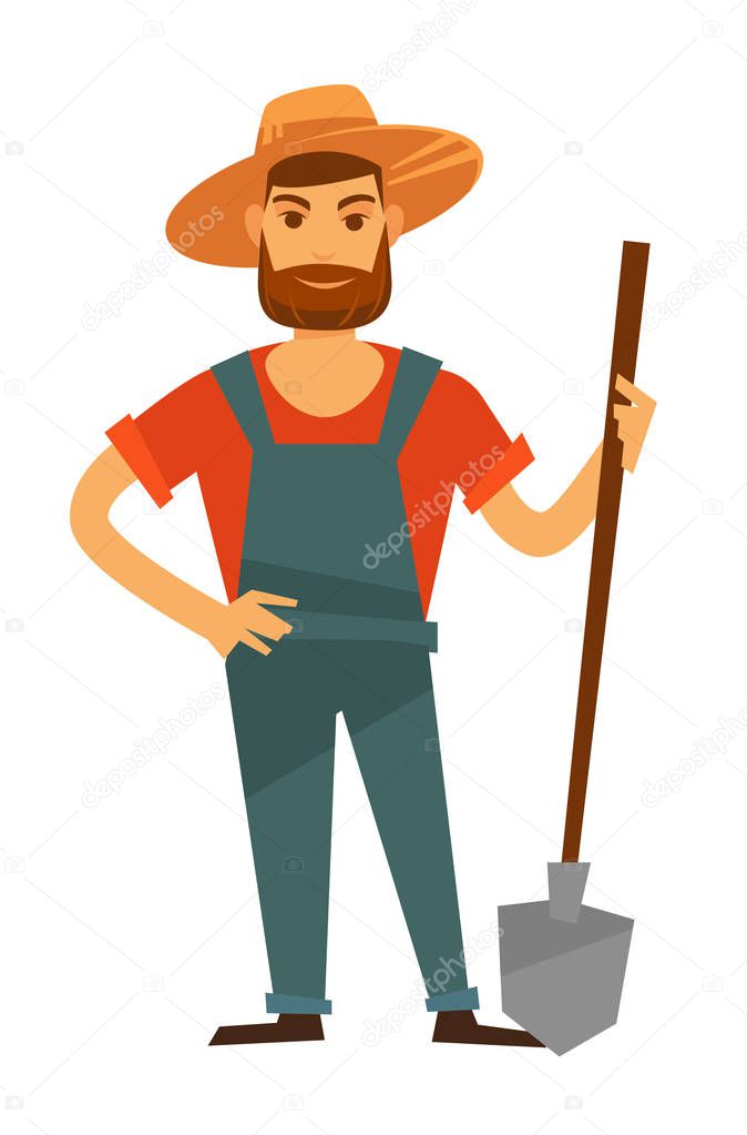 Farmer man holding spade