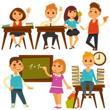 Çocuklar ders simgeleri çalışma
