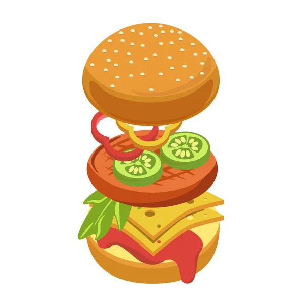 Sajtburger vagy hamburger ikon — Stock Vector