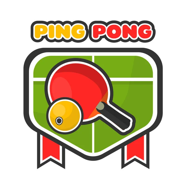 Ping pong game colorful logotype with table and racket — Stock Vector