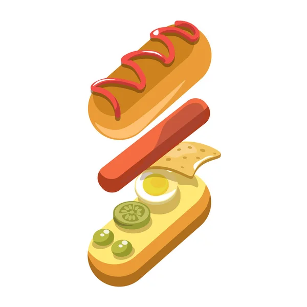 Sándwich de perro caliente icono — Archivo Imágenes Vectoriales