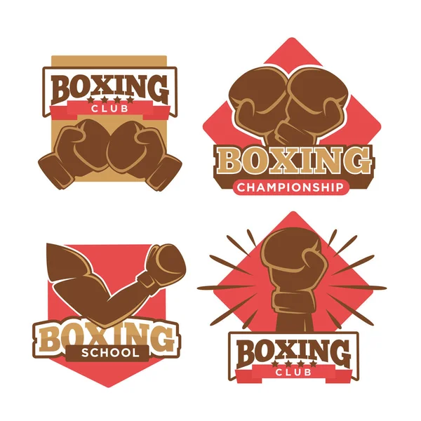 Coffret étiquettes club de boxe — Image vectorielle