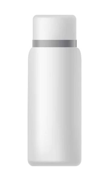 Weiße Flasche mit silberner Linie auf dem Deckel — Stockvektor