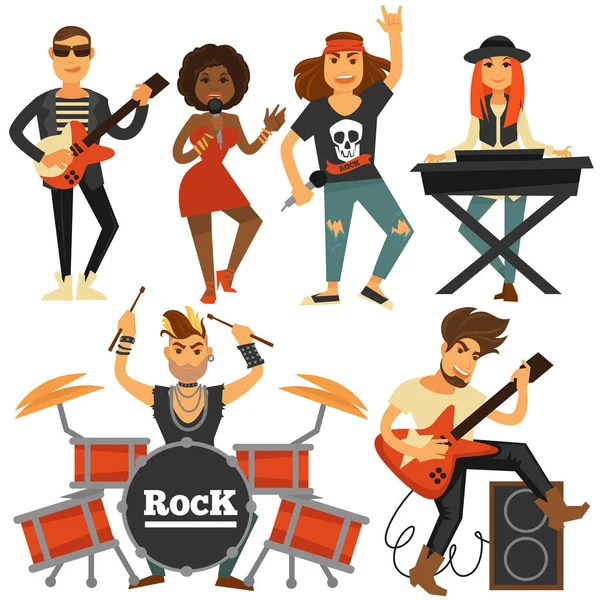 Iconos de banda de música rock — Vector de stock