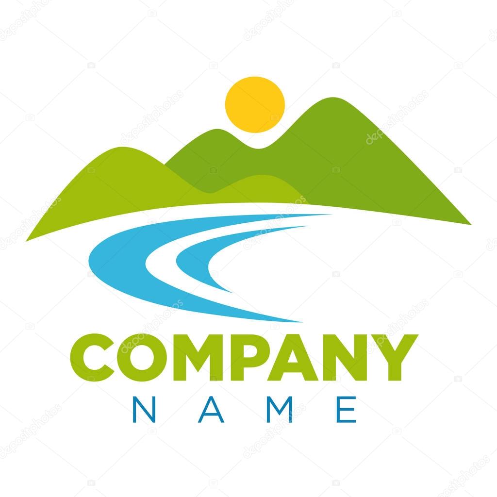 Emblem with place for company name and landscape