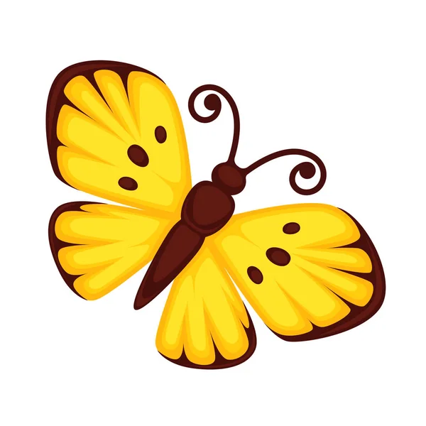 노란 나비 날개에 관광 명소 — 스톡 벡터