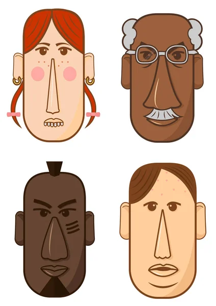 Farklı erkek ve kadın avatarları kümesi — Stok Vektör