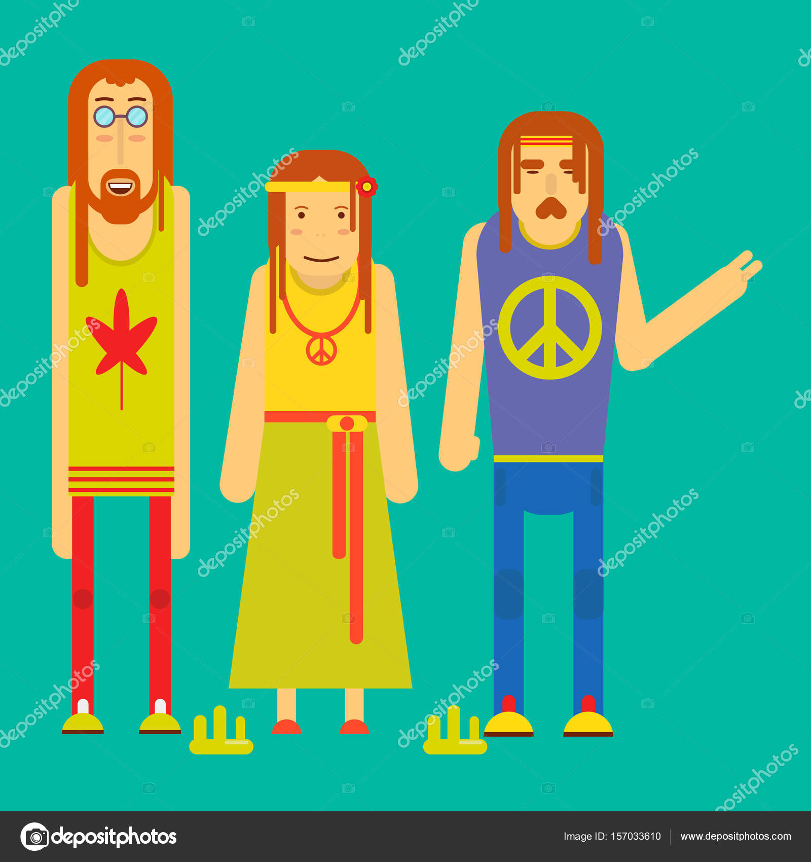 Cartoon Character With Big Round Glasses Funny Cartoon Hippie