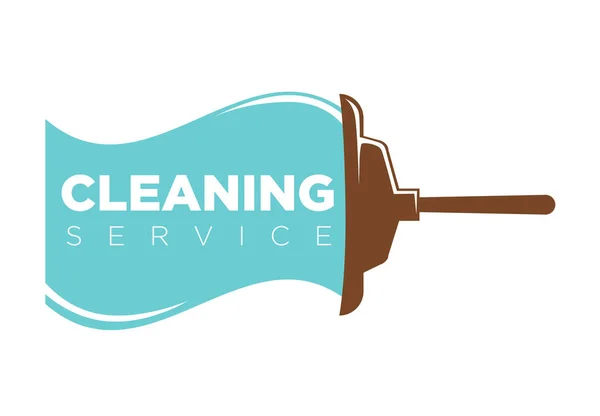 Takarítási szolgáltatás logo címke mop — Stock Vector