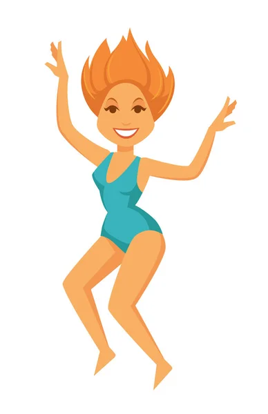 Kobieta w stroju kąpielowym azure skoki — Wektor stockowy