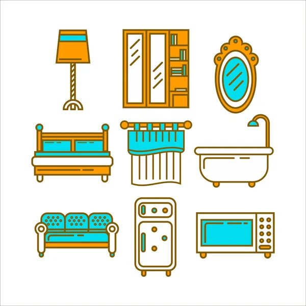 Muebles colorido conjunto para uso doméstico — Vector de stock