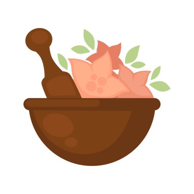 Kahverengi kase içinde çiçekli kozmetik amaçlı