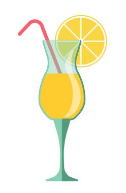 Sarı kokteyl cam limon dilimi ve saman ile