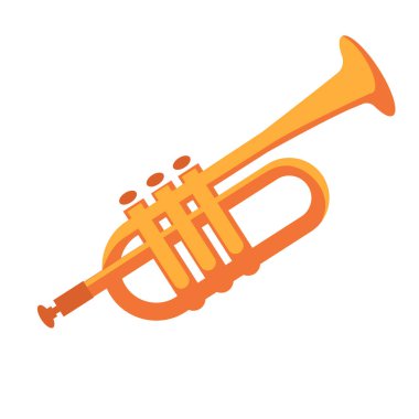 Müzikal performansları izole düz illüstrasyon için altın boru