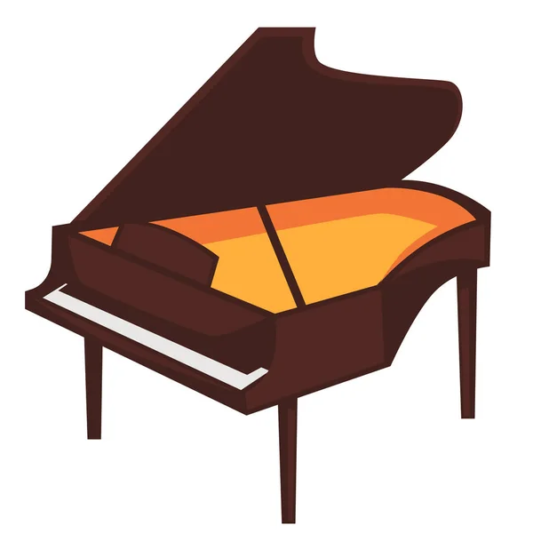 Großes braunes Klavier mit offenem Verdeck isolierte Abbildung — Stockvektor
