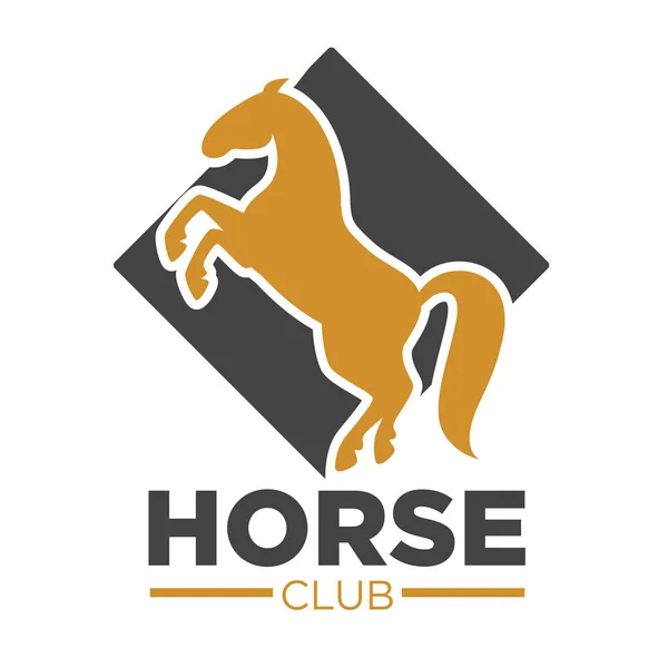 Logo klubu konia z stojący sylwetka zwierząt, na dwóch nogach — Wektor stockowy