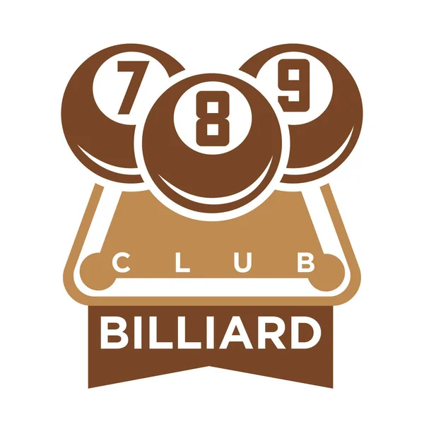 Biljart club logo embleem silhouet geïsoleerd op wit — Stockvector
