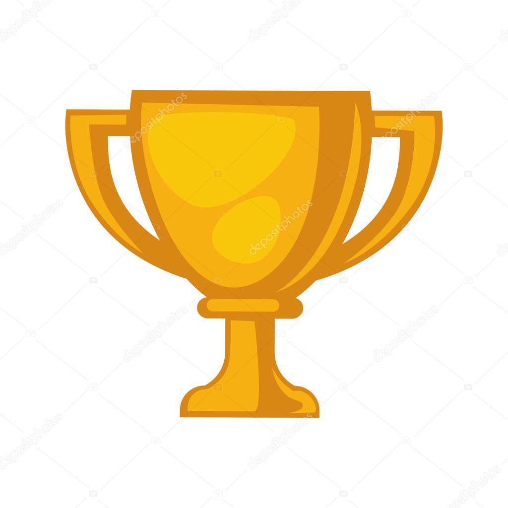 Golden trophy cup isolated on white close up illustration