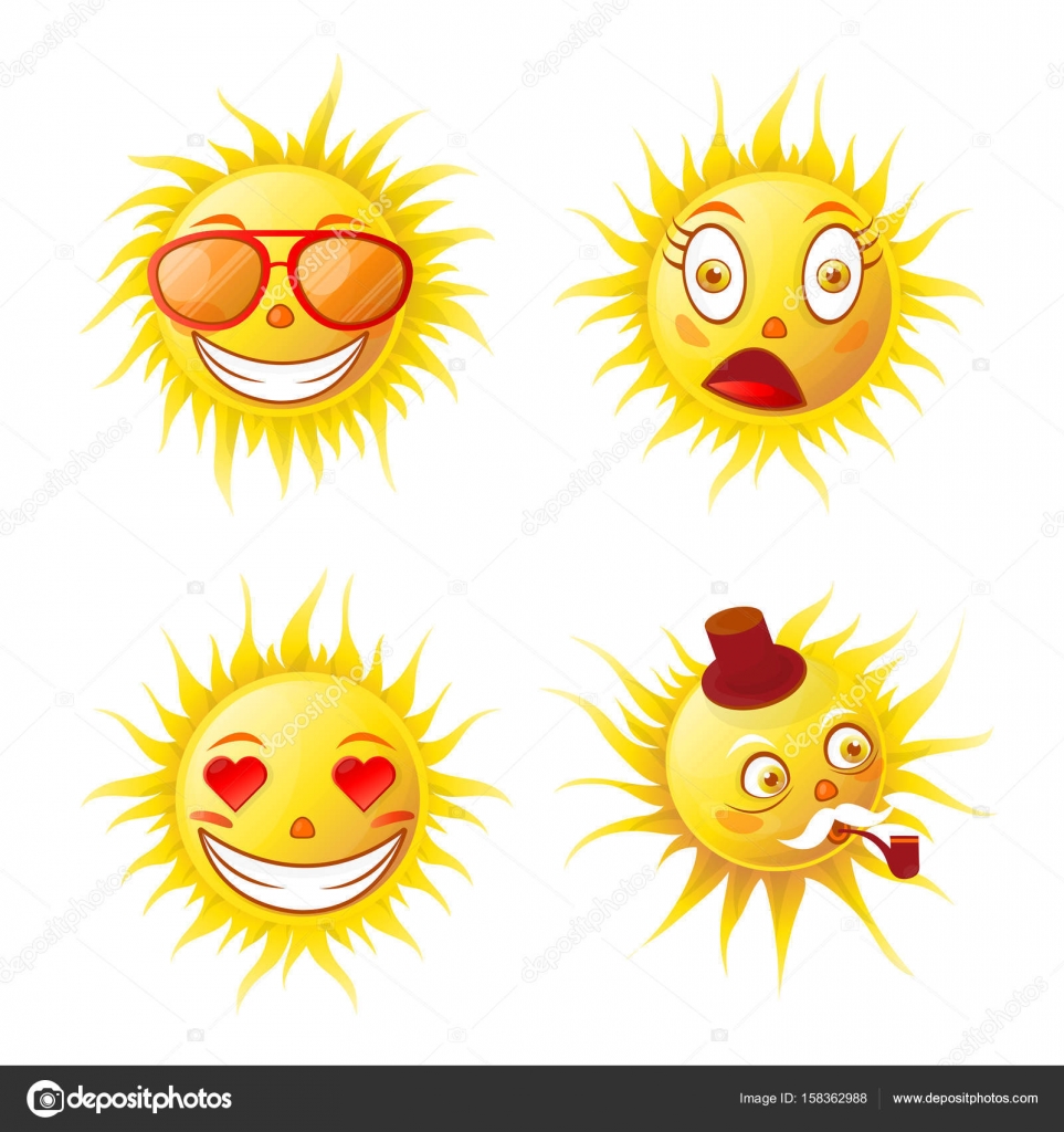 Cartoon Cute Funny Sun Emojis Vector Image By C Sonulkaster Vector Stock