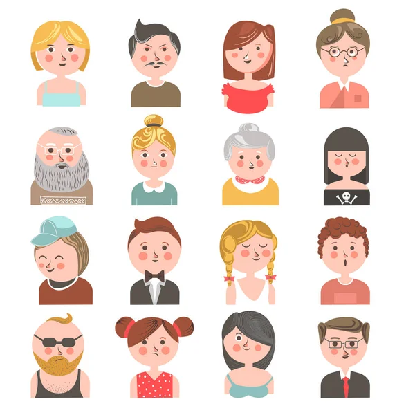 Gente avatares de todas las edades — Vector de stock