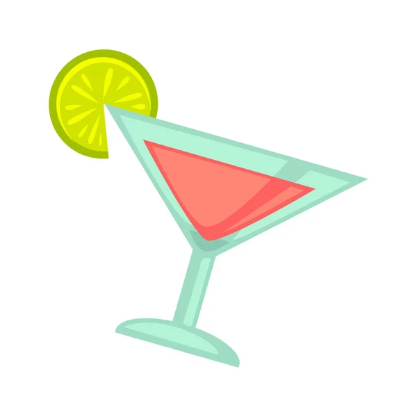 Cocktail rosa em vidro martini — Vetor de Stock