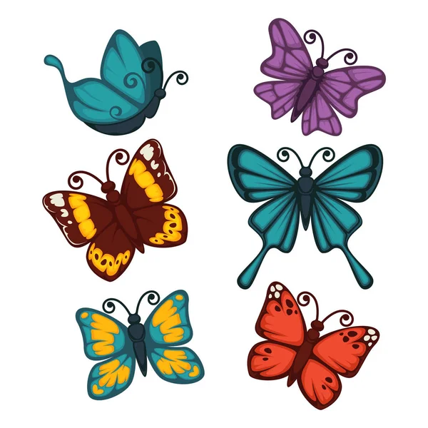 カラフルな蝶のコレクション — ストックベクタ
