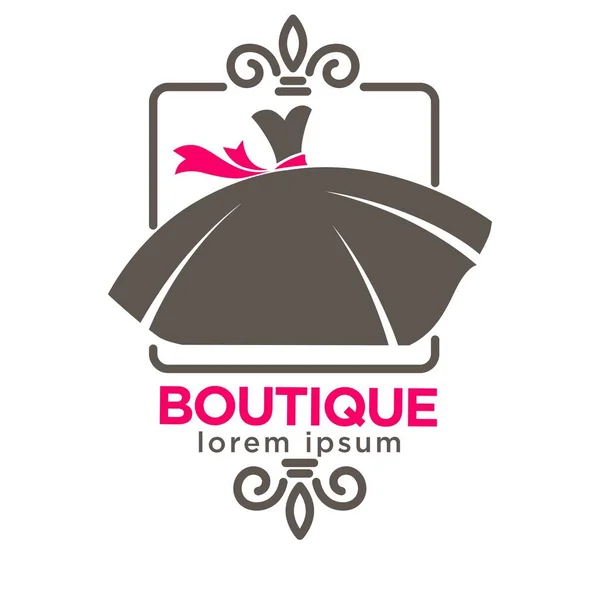 Boutique logo with dress — Stock Vector