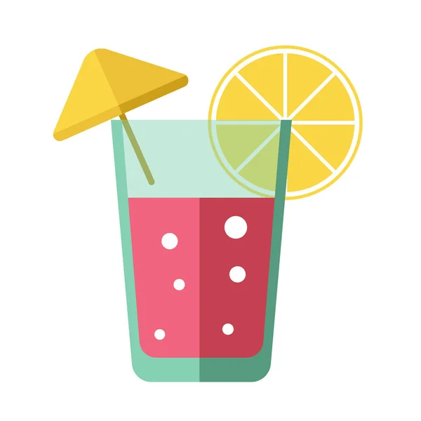 Rosa Cocktail mit Zitrone — Stockvektor