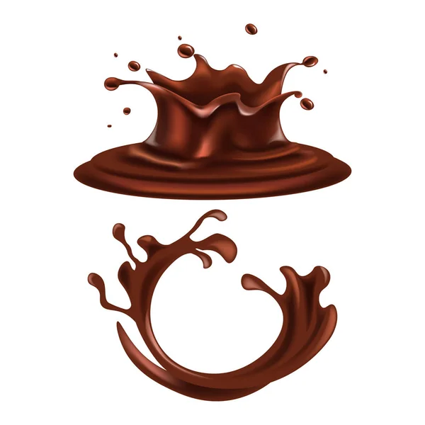 Éclaboussures liquides brunes — Image vectorielle