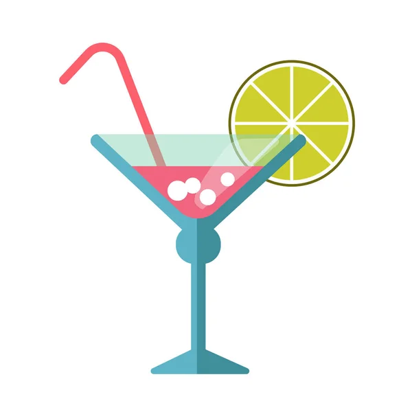 Pink cocktail in blue martini glass — Stock Vector