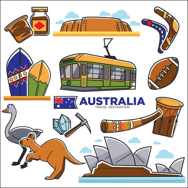 Icônes de voyage australiennes — Image vectorielle