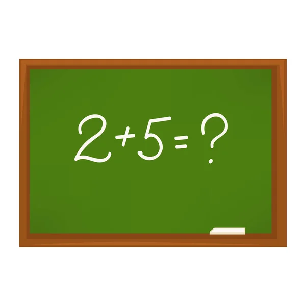 Green blackboard with arithmetic problem — Stock Vector