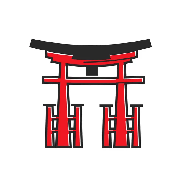 Japanese traditional red arch — Stock Vector