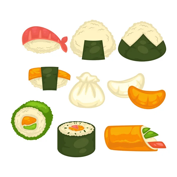 Comida tradicional japonesa —  Vetores de Stock