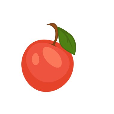 Yapraklı kırmızı elma