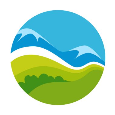 Nature landscape round logo clipart