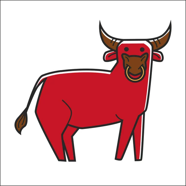 Icône taureau rouge — Image vectorielle