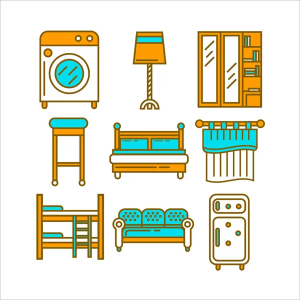 自宅の部屋の家具インテリア — ストックベクタ