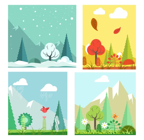 Four seasons nature landscape