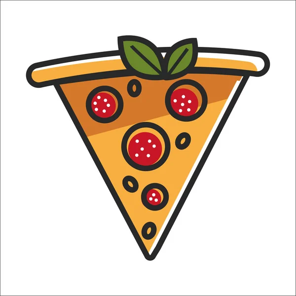 Rebanada de pizza con salchicha — Vector de stock