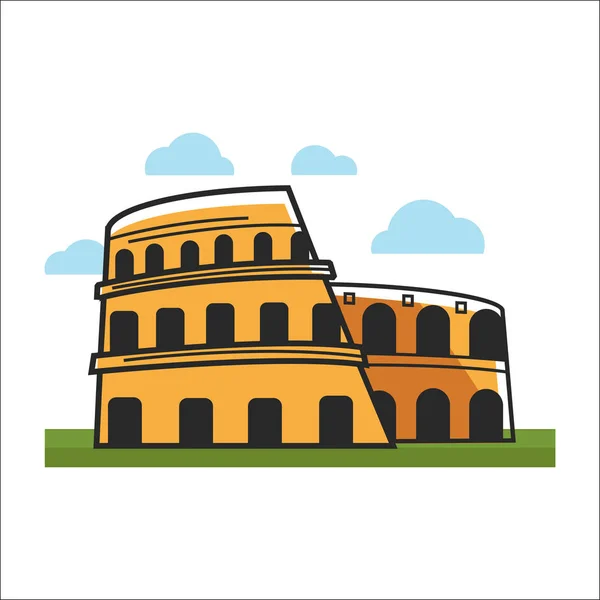 Colosseo edificio sull'erba — Vettoriale Stock