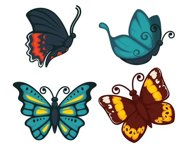 Iconos de mariposas para la decoración — Vector de stock