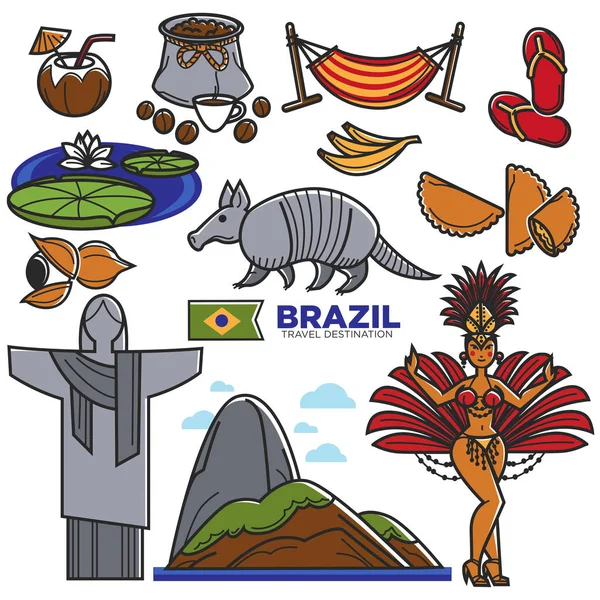 Brazil culture travel landmarks — Stock Vector